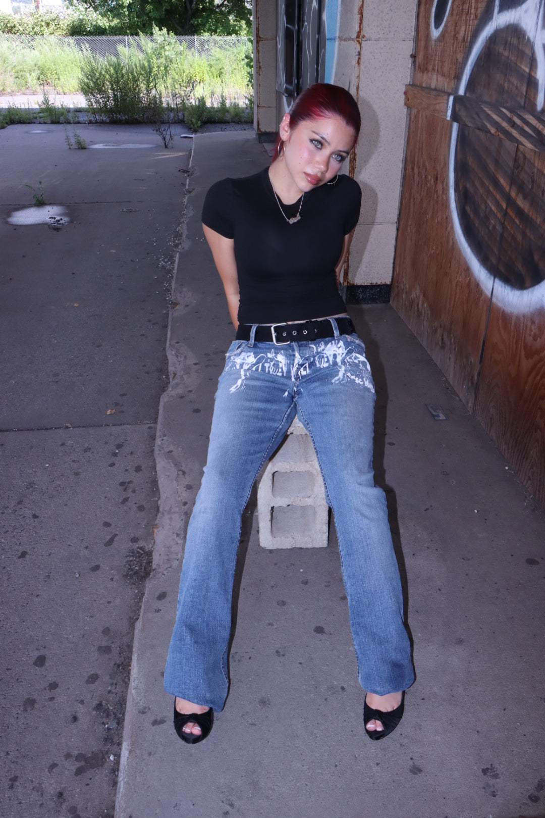 "heels" jeans